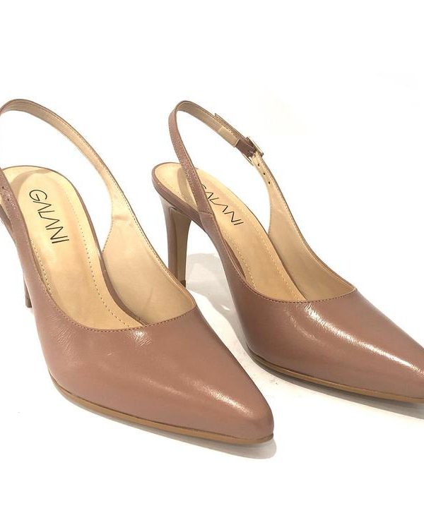 Golden beige high heel slingback shoes with pointed toe from GANNI for women, elegant and stylish footwear for chic fashion outfits.