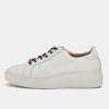 Minimalist white sneaker with brown laces, stylish and versatile footwear for casual and everyday wear.