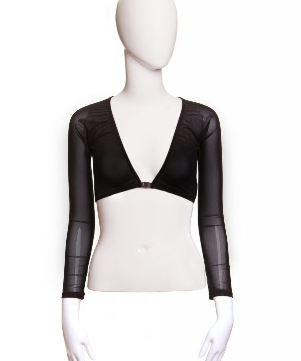 Studded black corset top with long sheer sleeves, stylish and sexy women's fashion piece, perfect for stylish nights out or club wear, designed by katyamaker.