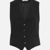 Black sleeveless tailored blazer vest with button closure and sleek design, perfect for professional or stylish casual wear. Designed by MSCH for modern fashion statements.
