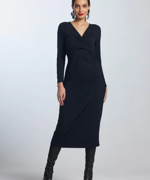 Side Gather Crossover Dress