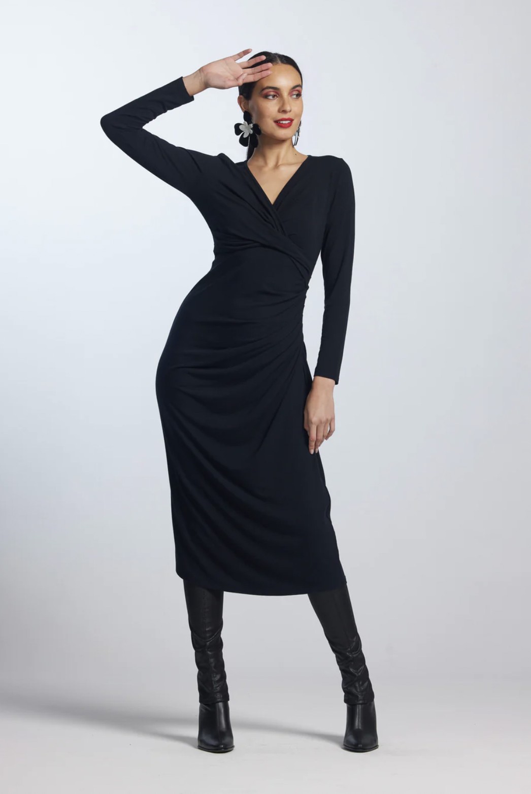 Side Gather Crossover Dress - Image 2