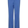 Bright blue tailored women's dress pants with a high waist and wide-leg fit, ideal for professional or casual wear. Made from comfortable, durable fabric for a polished look.