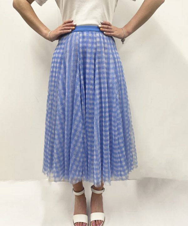 Blue Gingham Tulle Skirt