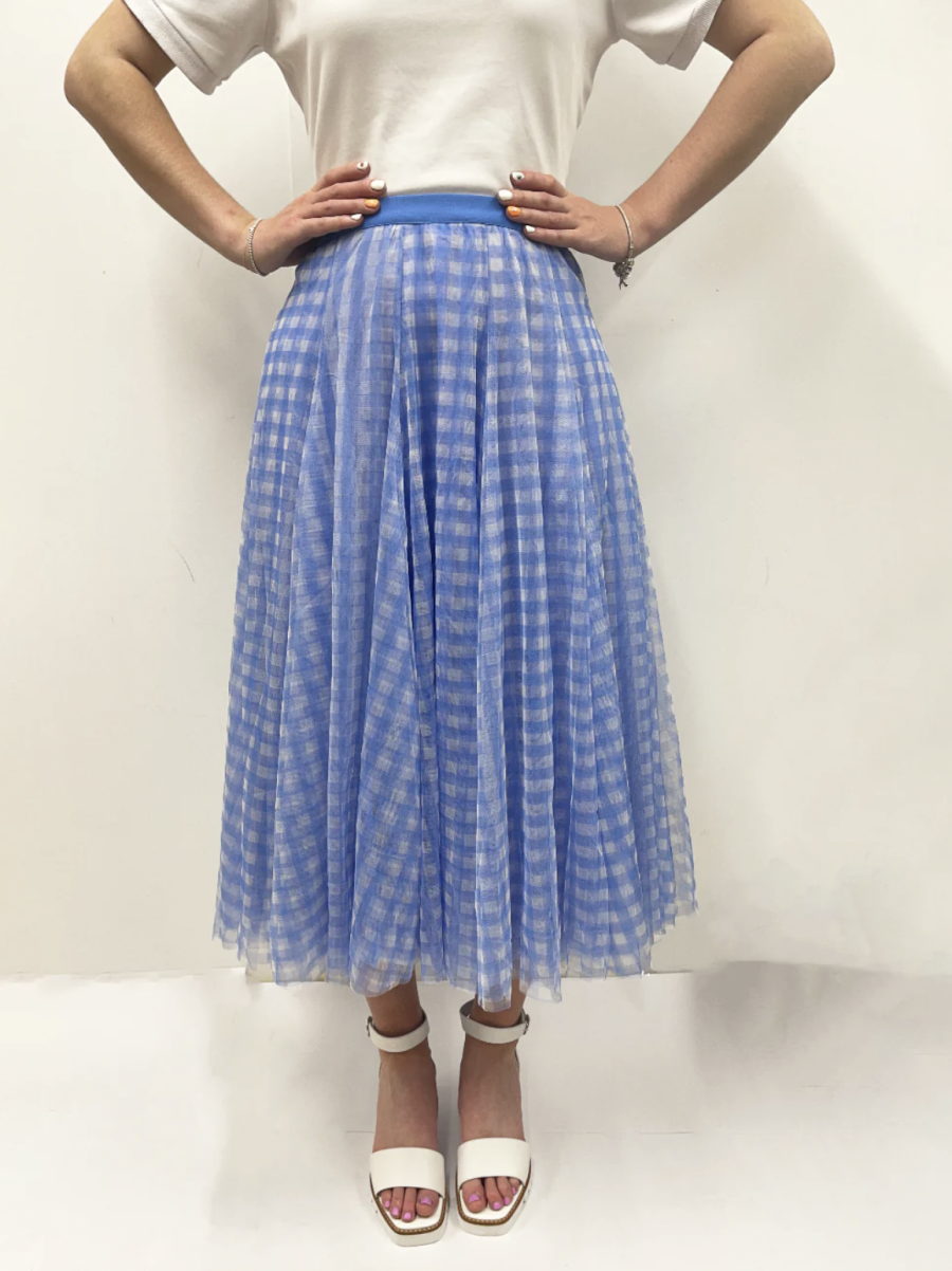 Blue Gingham Tulle Skirt