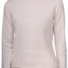 Cozy cream long sleeve knit top for women, casual chic sweater, stylish everyday wear.