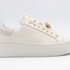 White platform sneaker with glitter heel and gold embellishment, stylish casual footwear for women, trendy and chic sneakers from katyamaker.