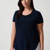 Casual navy blue women's top, comfortable fit, perfect for everyday wear.