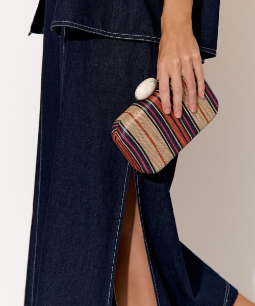 Ellery Resin Clasp Woven Clutch