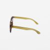 Bold tortoiseshell sunglasses with yellow-tinted arms, stylish eyewear for fashion-forward individuals, perfect for summer accessories and UV protection.