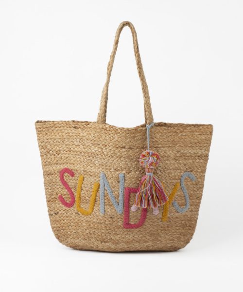Woven Jute Tote Bag - Sundays