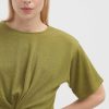 Soft green casual t-shirt with subtle shimmer, relaxed fit, and modern design by Katyamaker, perfect for comfortable everyday wear.
