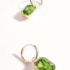 Bright green gemstone dangle earrings with gold settings, stylish jewelry accessories, perfect for adding a pop of color to any outfit.