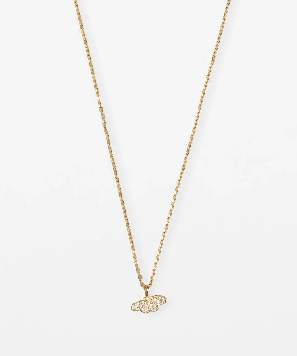 Elegant gold butterfly pendant necklace for women, featuring sparkling crystals and a delicate chain. Perfect for adding a touch of sophistication to any outfit.