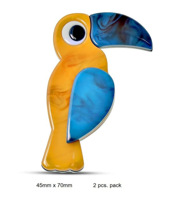 Vibrant toucan-shaped mirror decorative home accessory, colorful tropical bird design, perfect for tropical or nature-themed interior decor, made of durable acrylic material.