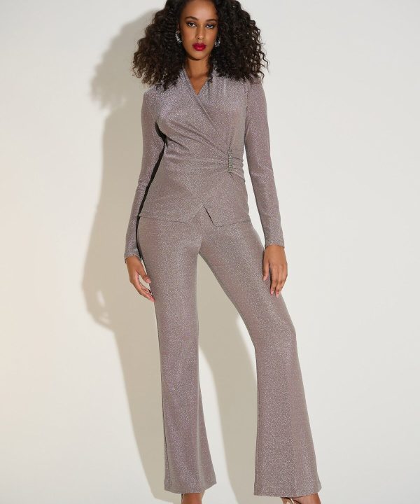 Sparkly silver jumpsuit, fashionable designer clothing, evening wear, tailored fit, celebrity style, glam party outfit, women's luxury fashion, modern formal attire, Kad Yamaker.