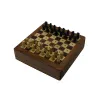 Classic wooden chessboard with black and white pieces ready for gameplay, highlighting timeless design and quality craftsmanship.