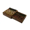 Vintage wooden chess set with storage drawer, perfect for classic chess lovers and collectors. Handmade craftsmanship, elegant design, ideal for travel and display.