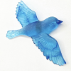 Blue glass bird sculpture, handcrafted decorative art, modern home decor, unique glass art piece, katyamaker.com artwork.