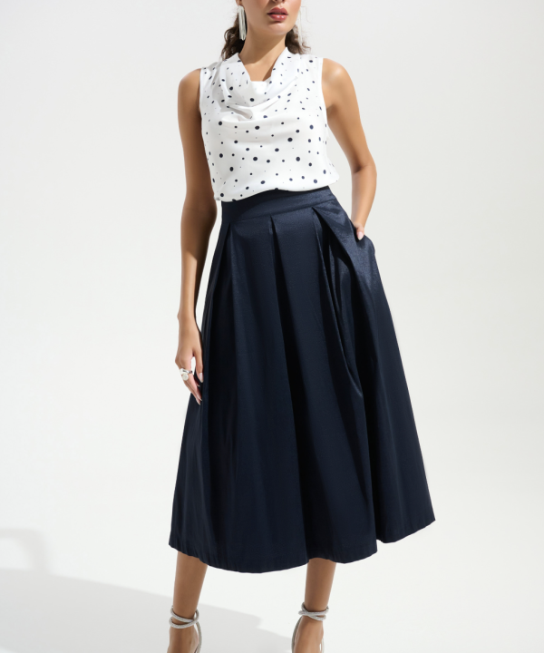 Stretch Taffeta Flared Skirt