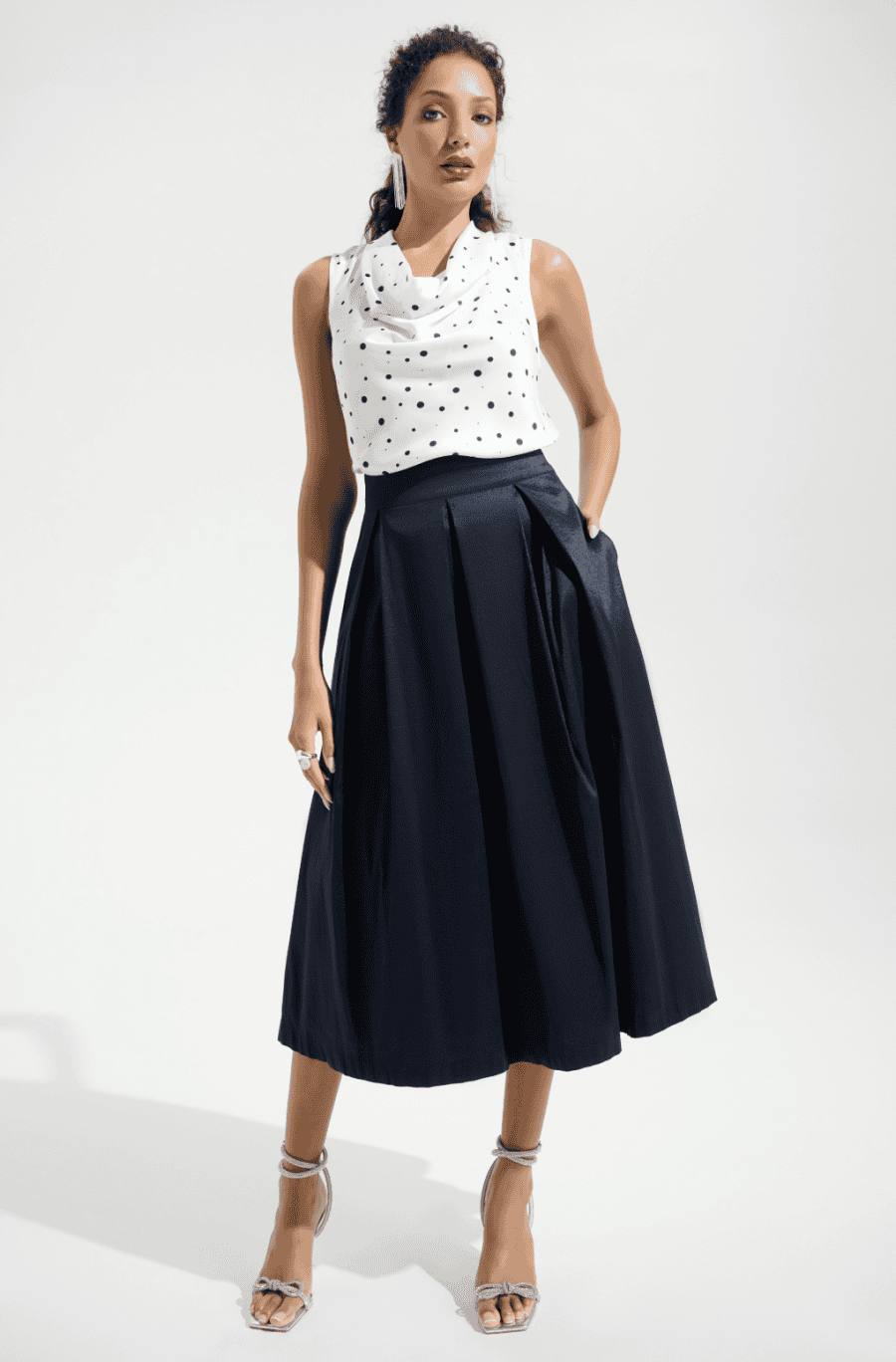 Stretch Taffeta Flared Skirt