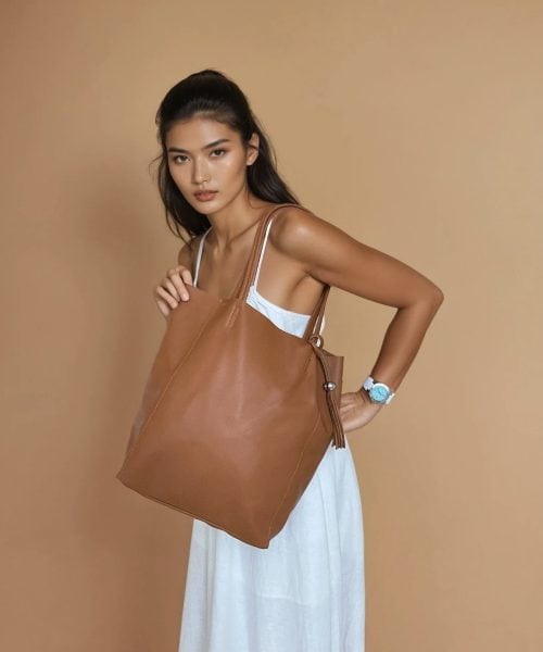 Chestnut Leather Shopper