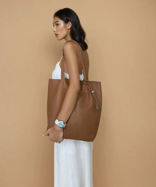 Alternative view of Chestnut Leather Shopper