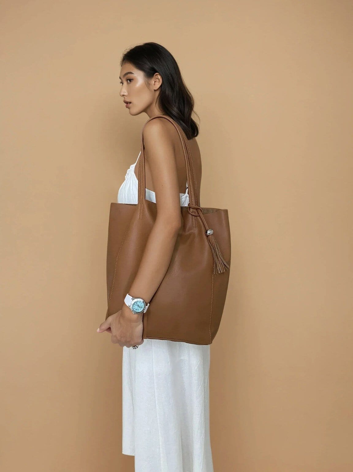 Chestnut Leather Shopper - Image 2