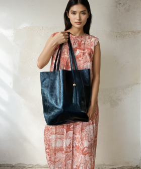 Teal Leather Shopper