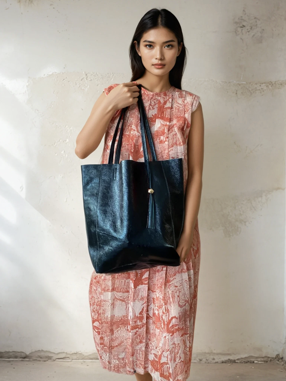 Teal Leather Shopper