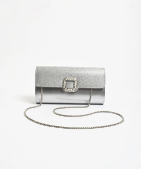 Silver Fold Over Clutch