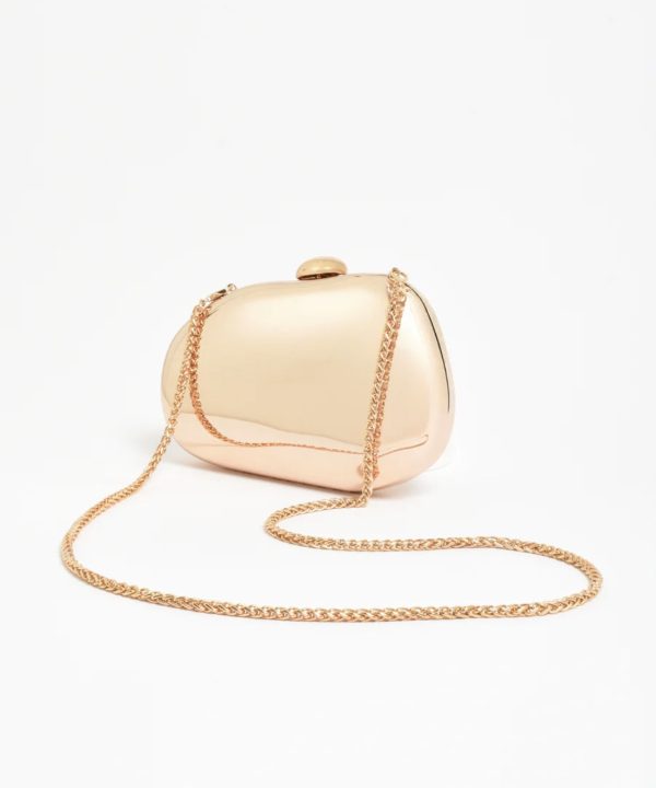 Gold Curved Metal Clutch