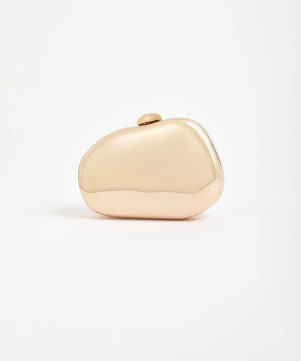 Alternative view of Gold Curved Metal Clutch