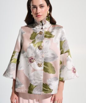 Floral Jacquard Trapeze Jacket