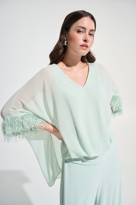 Poncho Top With Novelty Trim