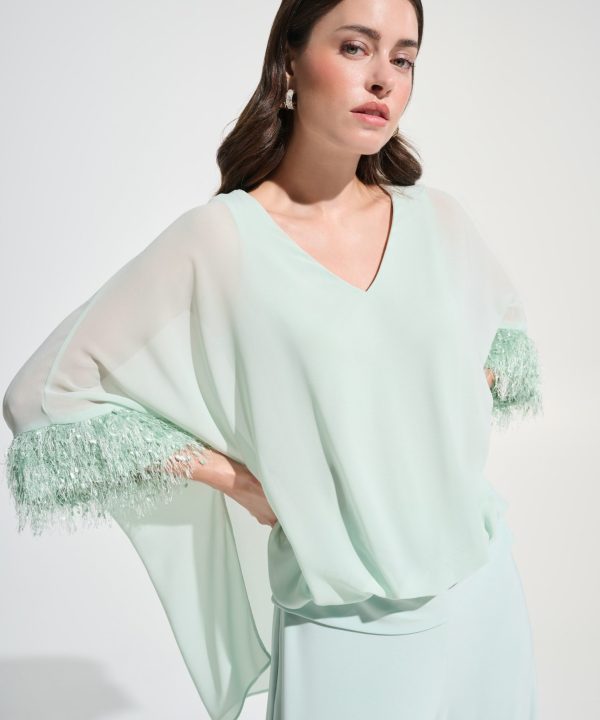 Poncho Top With Novelty Trim